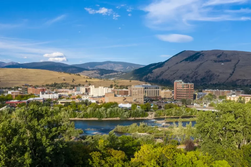 View of Missoula, Montana on a sunny day.